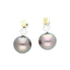 Black Pearl with Fancy Yellow & White Lily Cut Diamond Drop Earrings