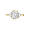 Boucheron Signed Ring With Bezel Set GIA Certified 2.09 Carat Emerald Cut E/SI1 Diamond and Trillion Side Stones