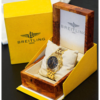 Breitling 18K Yellow Gold Chronomat Black Dial 1884 Ref. K13050.1 w/ Box & Papers – Assay Jewelers