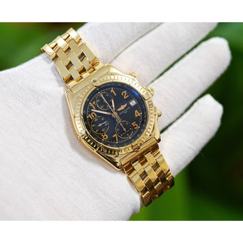 Breitling 18K Yellow Gold Chronomat Black Dial 1884 Ref. K13050.1 w/ Box & Papers – Assay Jewelers