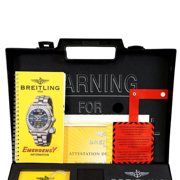 Breitling Emergency E56321 Titanium Black Dial Quartz Transmitter Watch Full Set