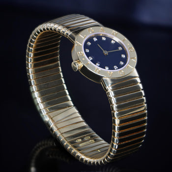 Bulgari Tubogas BB26 18K Yellow Gold Diamond Dial 26mm Ladies Watch Full Set – Assay Jewelers