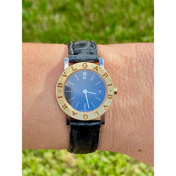 Bvlgari BB26 SGLD Classic Wrist Watch in Black Leather Strap – Assay Jewelers