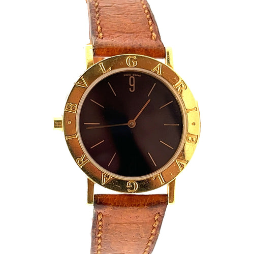 Bvlgari Vintage Mens Watch Ref. BB30 GI in 18K Yellow Gold & Leather Strap