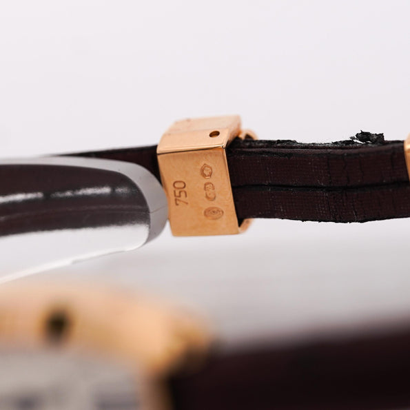 Cartier Mini Tonneau Lanieres 2592 18K Rose Gold Burgundy Strap Quartz Watch