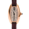 Cartier Mini Tonneau Lanieres 2592 18K Rose Gold Burgundy Strap Quartz Watch