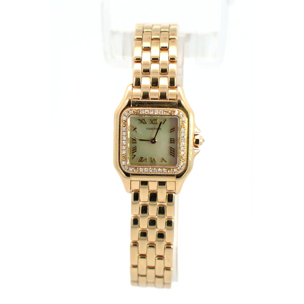 Cartier Panthere MOP 22mm Ref. 1280 2 Factory Diamond Bezel Watch in 18K Yellow Gold