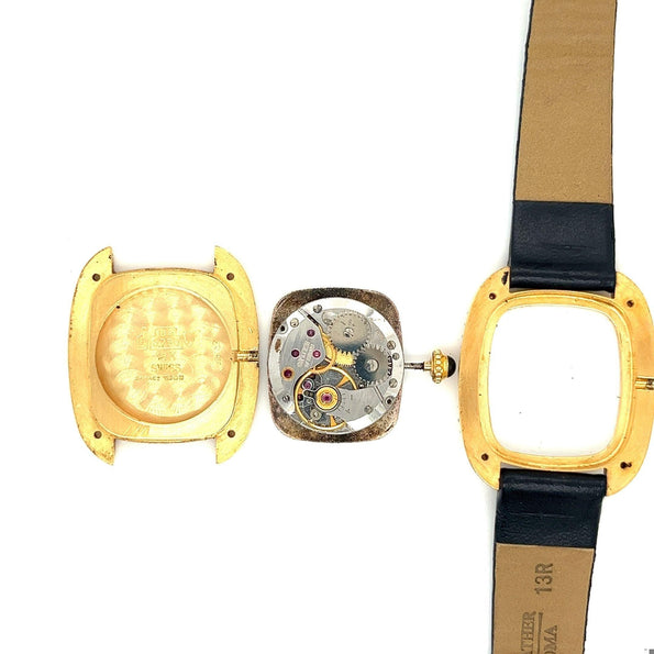 Cartier Paris Gondole 18K Gold Diamond Bezel White Dial Manual Wind Watch