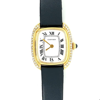 Cartier Paris Gondole 18K Gold Diamond Bezel White Dial Manual Wind Watch – Assay Jewelers