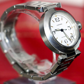 Cartier Pasha C W31015M7 35mm White Dial Steel Automatic Watch Full Set – Assay Jewelers