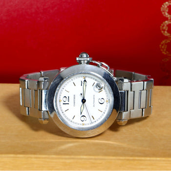 Cartier Pasha C W31015M7 35mm White Dial Steel Automatic Watch Full Set – Assay Jewelers
