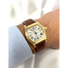 Cartier Roadster Ref. 2524 Men's Tonneau Large Size 18K Gold Watch in Leather with Box and Papers