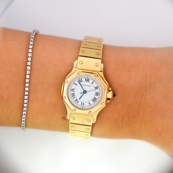 Cartier Santos Automatic 18K Gold 25mm Dial 60045 Ladies Watch