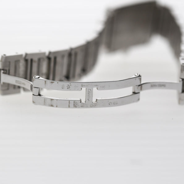 Cartier Tank Française 2403 18K White Gold Diamond Bezel Quartz 21mm Watch