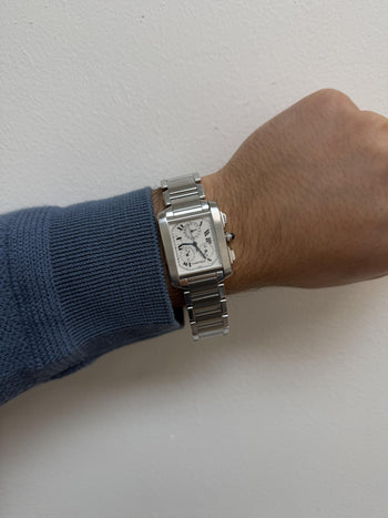 Cartier Tank Francaise Chronoflex Ref 2303 Stainless Steel Quartz Chrono Watch – Assay Jewelers