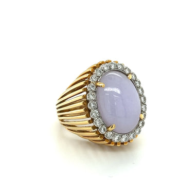 Certified 18K Gold Lavender Jade and Round Diamond Halo Ring – Assay Jewelers