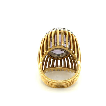 Certified 18K Gold Lavender Jade and Round Diamond Halo Ring – Assay Jewelers