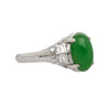 Certified 2.69 Carat Oval Bright Green Untreated A Jadeite Jade Platinum Ring