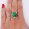 Certified 30 Carat Untreated Jadeite Jade & Diamond Platinum Ring