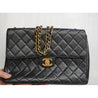 Chanel Vintage Jumbo Black Quilted Lambskin Charm "CC" 24K Tassel Handbag Purse