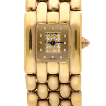 Chaumet Khésis Factory Diamond Dial 18K Yellow Gold Bracelet Watch Circa 2000 – Assay Jewelers