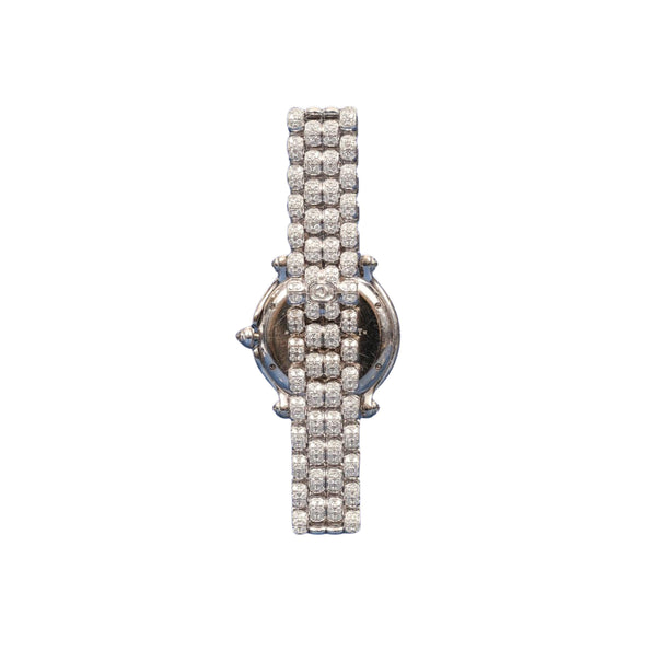 Montre bracelet Chopard Happy Sport 26 mm pour femme en or blanc 18 carats, quartz, diamants