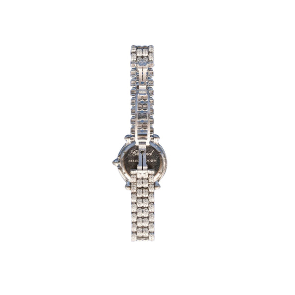 Montre bracelet quartz Chopard Happy Sport pour femme 26 mm en or blanc 18 carats et diamants