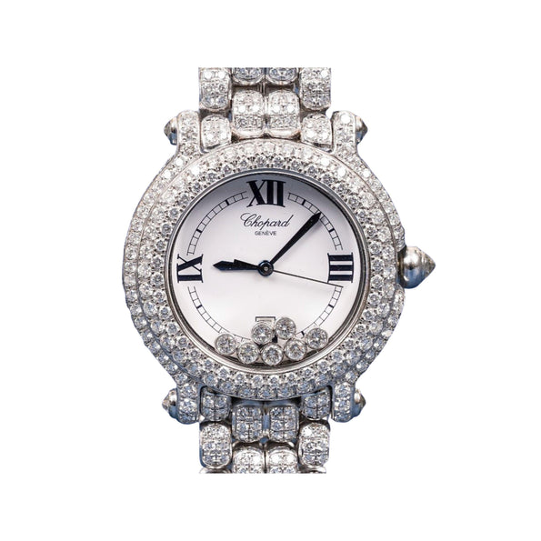 Chopard montre-bracelet femme Happy Sport 26 mm en or blanc 18 carats avec diamants et quartz
