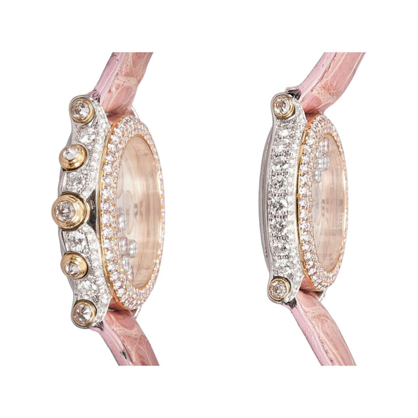 Montre femme Chopard Happy Sport Pink Diamond 40 mm en or 18 carats avec pochette/papiers