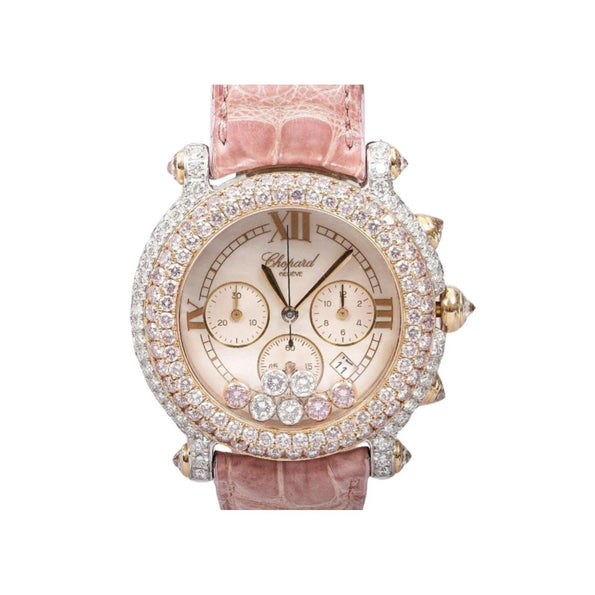 alt
Montre femme Chopard Happy Sport 40 mm en or 18K avec diamants roses, pochette/papiers