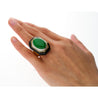 David Webb Signed Type A Fei Chui Jadeite Jade and Onyx Platinum & 18K Ring