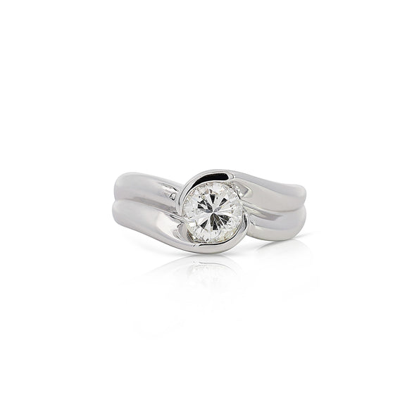 EGL Certified 1.01 Carat Round F-G/SI3 Diamond Platinum Bypass Engagement Ring