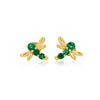 Emerald Dragonfly Stud Earrings in 14K Gold