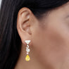 Fancy Vivid Yellow, Pink Diamond and GIA Diamond 18K Earrings