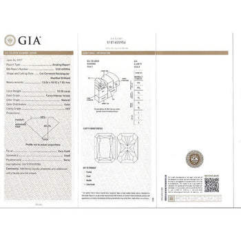 GIA Cert. 10.20 Carat Radiant Fancy Intense Yellow & Half Moon Cut Diamond Ring – Assay Jewelers