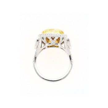 GIA Cert. 10.20 Carat Radiant Fancy Intense Yellow & Half Moon Cut Diamond Ring – Assay Jewelers
