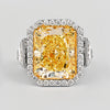 GIA Cert. 10.20 Carat Radiant Fancy Intense Yellow & Half Moon Cut Diamond Ring