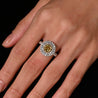GIA Cert. 1.65 Carat Fancy Intense Yellow Diamond Double Halo Ring