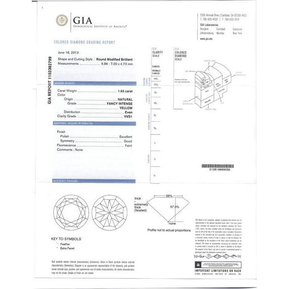 GIA Cert. 1.65 Carat Fancy Intense Yellow Diamond Double Halo Ring