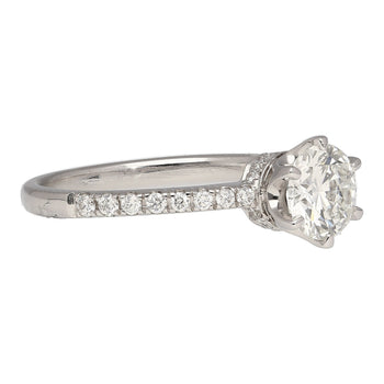 GIA Certified 0.51 Carat Round Cut Diamond 18K White Hidden Halo Engagement Ring – Assay Jewelers