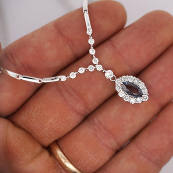 GIA Certified 0.61 Carat Marquise Alexandrite Diamond Platinum Drop Necklace – Assay Jewelers