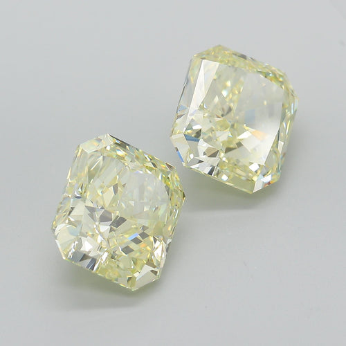 GIA Certified 10.52 Carat Fancy Light Yellow Radiant Cut Diamond Pair Loose