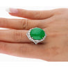 GIA Certified 14.68 Carat Grade A Jadeite Jade Ring with Diamond in 18K Gold