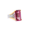 GIA Certified 15.07 Carat Emerald Cut Pink Tourmaline and Diamond Ring