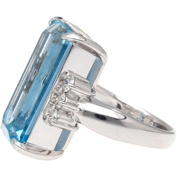 GIA Certified 16.70 Carat Aquamarine and Diamond Vintage Cocktail Ring – Assay Jewelers