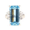 GIA Certified 16.70 Carat Aquamarine and Diamond Vintage Cocktail Ring