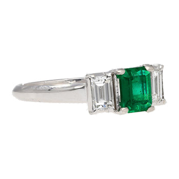 GIA Certified 1.07 Carat Square-Cut Emerald & Diamond 3 Stone Platinum Ring – Assay Jewelers
