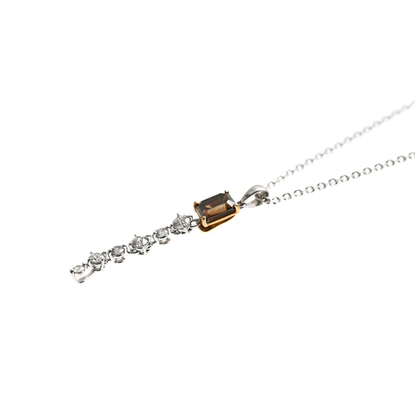 GIA Certified 1.11 Carat Fancy Brown Emerald Cut Diamond Drop Pendant Necklace