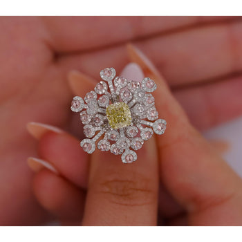 GIA Certified 1.52 Carat Fancy Greenish Yellow Diamond Briolette Snowflake Ring – Assay Jewelers