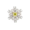 GIA Certified 1.52 Carat Fancy Greenish Yellow Diamond Briolette Snowflake Ring